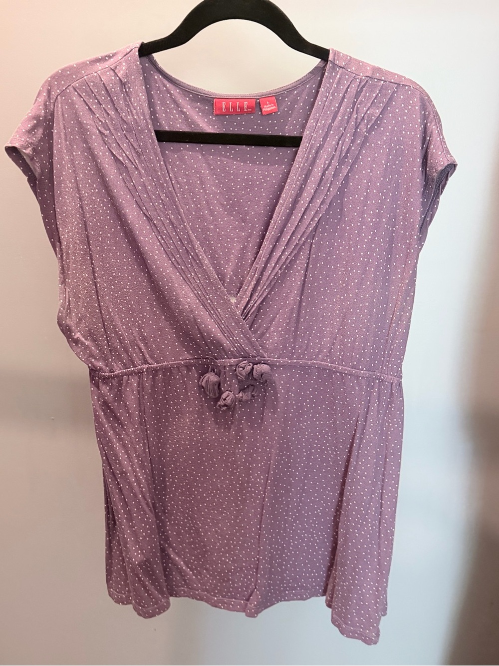Elle Lavender Dot Wrap-Front Top